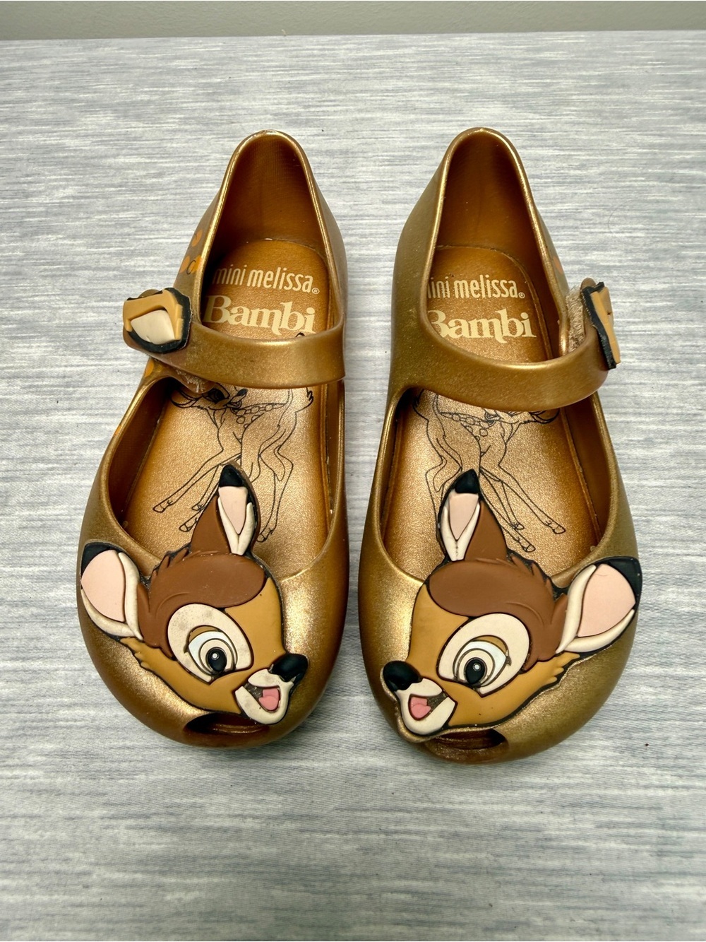 Mini Melissa Disney Bambi Gold Metallic Mary Jane Toddler 7